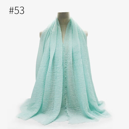 Bubble plain Scarf / cotton scarf fringes women soft solid hijab popular muffler shawls big Pashmina wrap hijab - Tech Tready