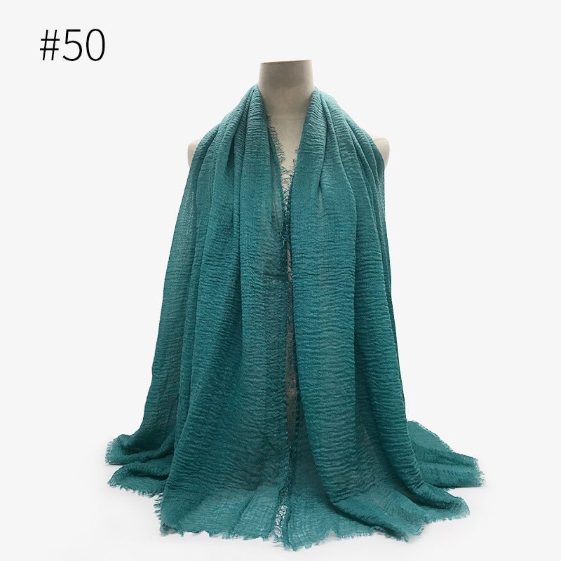 Bubble plain Scarf / cotton scarf fringes women soft solid hijab popular muffler shawls big Pashmina wrap hijab - Tech Tready