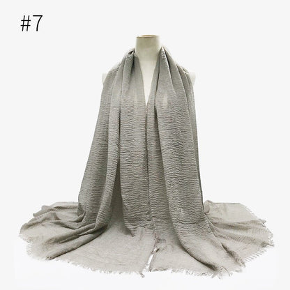 Bubble plain Scarf / cotton scarf fringes women soft solid hijab popular muffler shawls big Pashmina wrap hijab - Tech Tready