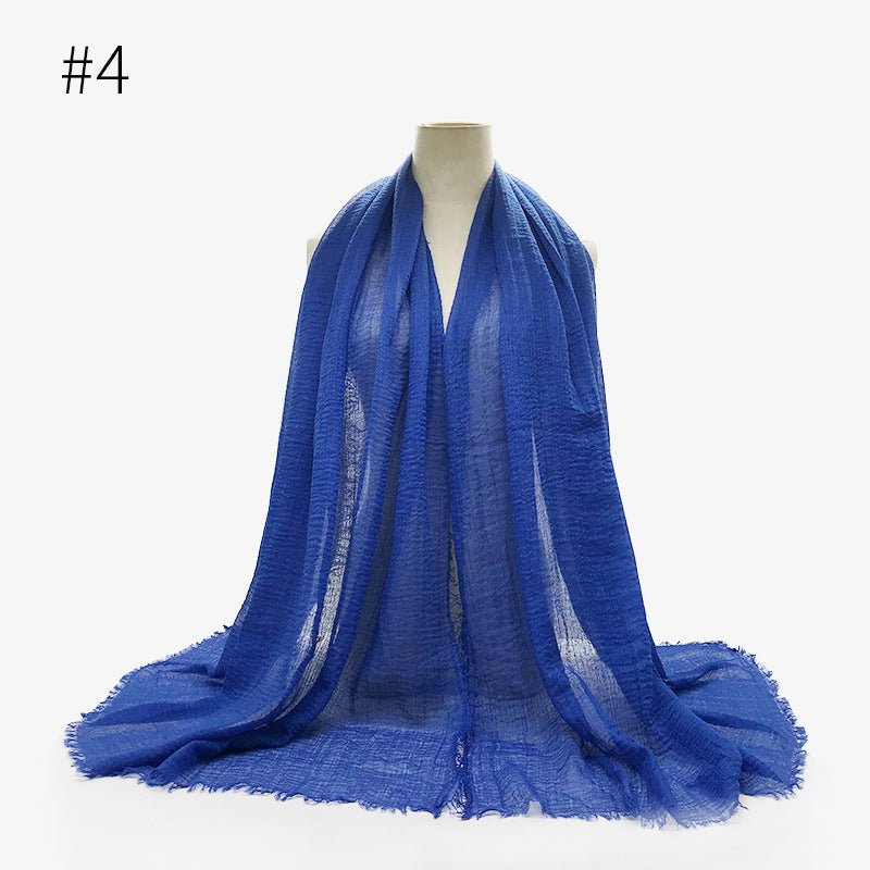 Bubble plain Scarf / cotton scarf fringes women soft solid hijab popular muffler shawls big Pashmina wrap hijab - Tech Tready