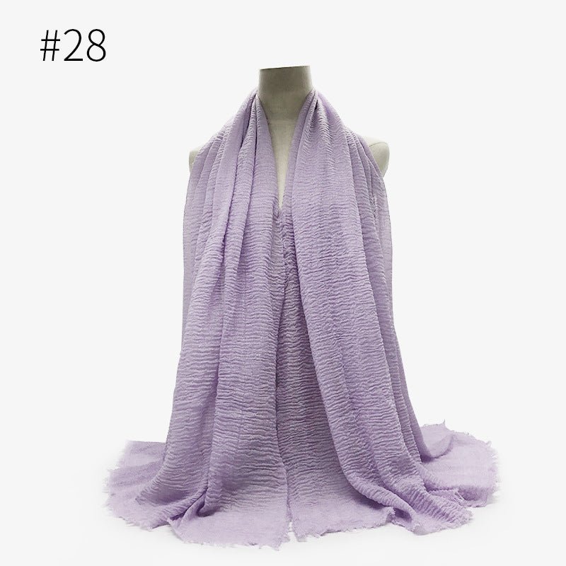 Bubble plain Scarf / cotton scarf fringes women soft solid hijab popular muffler shawls big Pashmina wrap hijab - Tech Tready