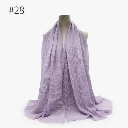Bubble plain Scarf / cotton scarf fringes women soft solid hijab popular muffler shawls big Pashmina wrap hijab - Tech Tready