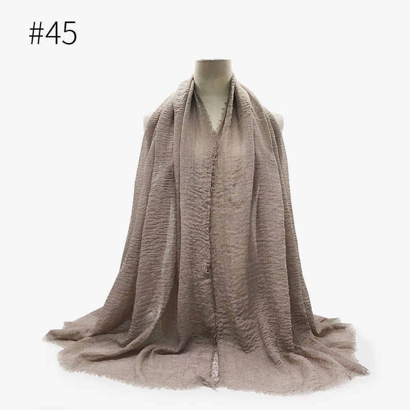 Bubble plain Scarf / cotton scarf fringes women soft solid hijab popular muffler shawls big Pashmina wrap hijab - Tech Tready