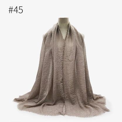 Bubble plain Scarf / cotton scarf fringes women soft solid hijab popular muffler shawls big Pashmina wrap hijab - Tech Tready