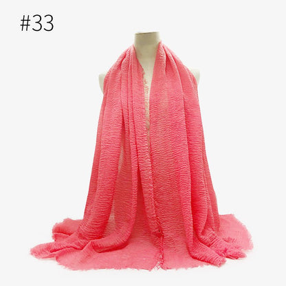 Bubble plain Scarf / cotton scarf fringes women soft solid hijab popular muffler shawls big Pashmina wrap hijab - Tech Tready