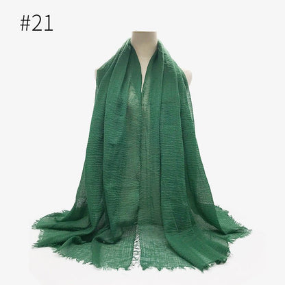 Bubble plain Scarf / cotton scarf fringes women soft solid hijab popular muffler shawls big Pashmina wrap hijab - Tech Tready