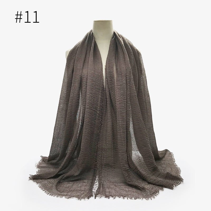 Bubble plain Scarf / cotton scarf fringes women soft solid hijab popular muffler shawls big Pashmina wrap hijab - Tech Tready