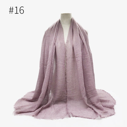 Bubble plain Scarf / cotton scarf fringes women soft solid hijab popular muffler shawls big Pashmina wrap hijab - Tech Tready