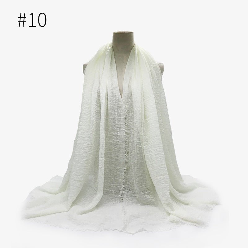 Bubble plain Scarf / cotton scarf fringes women soft solid hijab popular muffler shawls big Pashmina wrap hijab - Tech Tready