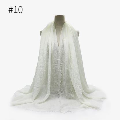 Bubble plain Scarf / cotton scarf fringes women soft solid hijab popular muffler shawls big Pashmina wrap hijab - Tech Tready