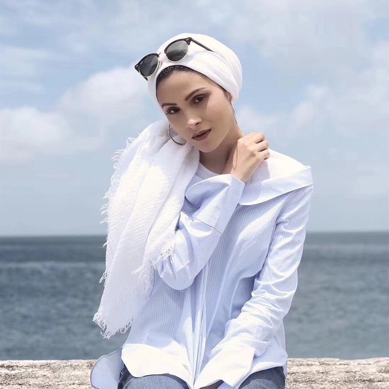 Bubble plain Scarf / cotton scarf fringes women soft solid hijab popular muffler shawls big Pashmina wrap hijab - Tech Tready