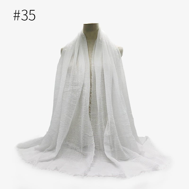 Bubble plain Scarf / cotton scarf fringes women soft solid hijab popular muffler shawls big Pashmina wrap hijab - Tech Tready
