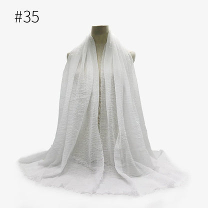 Bubble plain Scarf / cotton scarf fringes women soft solid hijab popular muffler shawls big Pashmina wrap hijab - Tech Tready