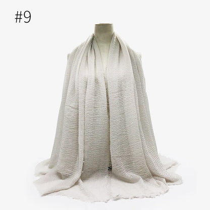 Bubble plain Scarf / cotton scarf fringes women soft solid hijab popular muffler shawls big Pashmina wrap hijab - Tech Tready