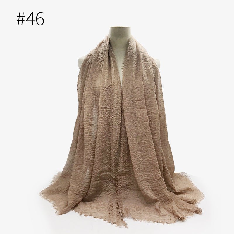 Bubble plain Scarf / cotton scarf fringes women soft solid hijab popular muffler shawls big Pashmina wrap hijab - Tech Tready