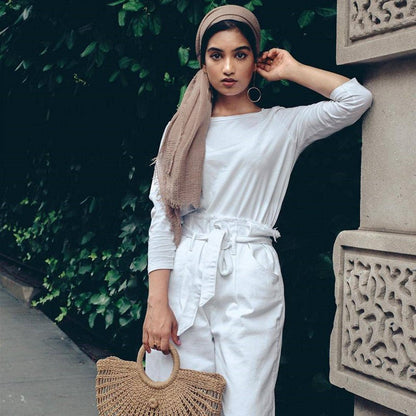 Bubble plain Scarf / cotton scarf fringes women soft solid hijab popular muffler shawls big Pashmina wrap hijab - Tech Tready