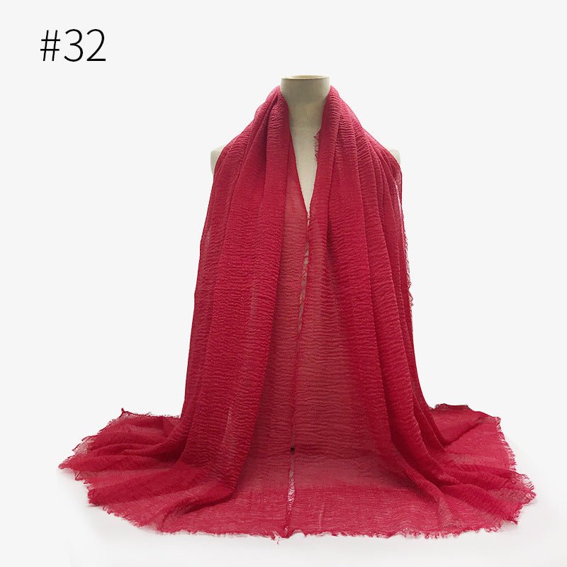 Bubble plain Scarf / cotton scarf fringes women soft solid hijab popular muffler shawls big Pashmina wrap hijab - Tech Tready