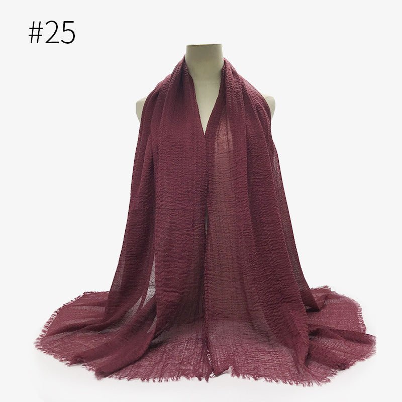 Bubble plain Scarf / cotton scarf fringes women soft solid hijab popular muffler shawls big Pashmina wrap hijab - Tech Tready