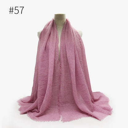Bubble plain Scarf / cotton scarf fringes women soft solid hijab popular muffler shawls big Pashmina wrap hijab - Tech Tready