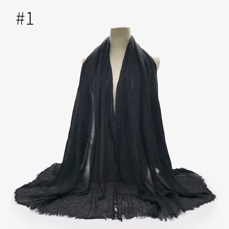 Bubble plain Scarf / cotton scarf fringes women soft solid hijab popular muffler shawls big Pashmina wrap hijab - Tech Tready