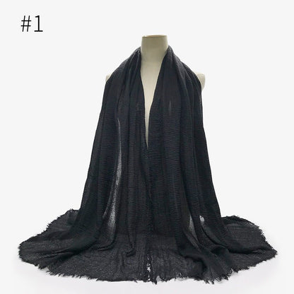 Bubble plain Scarf / cotton scarf fringes women soft solid hijab popular muffler shawls big Pashmina wrap hijab - Tech Tready