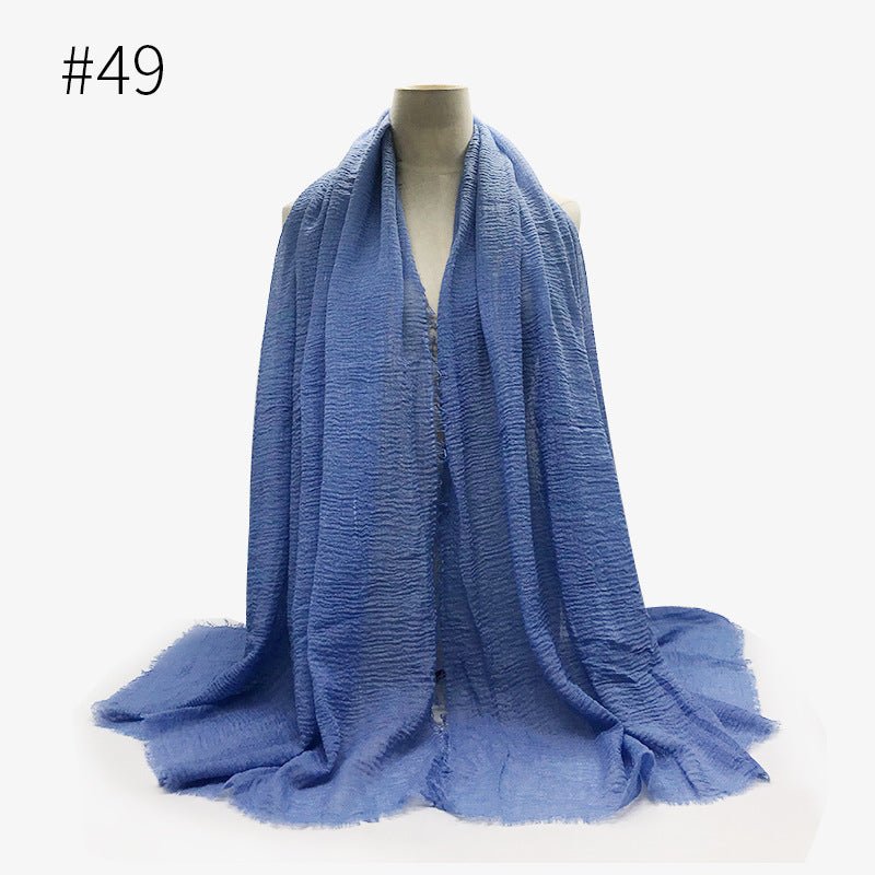 Bubble plain Scarf / cotton scarf fringes women soft solid hijab popular muffler shawls big Pashmina wrap hijab - Tech Tready