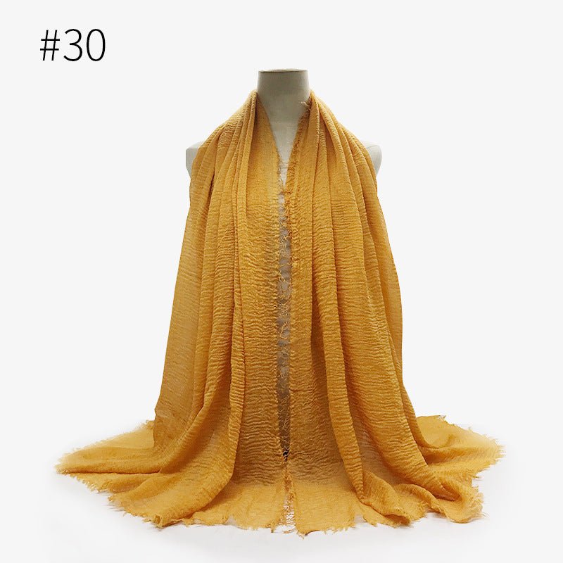 Bubble plain Scarf / cotton scarf fringes women soft solid hijab popular muffler shawls big Pashmina wrap hijab - Tech Tready