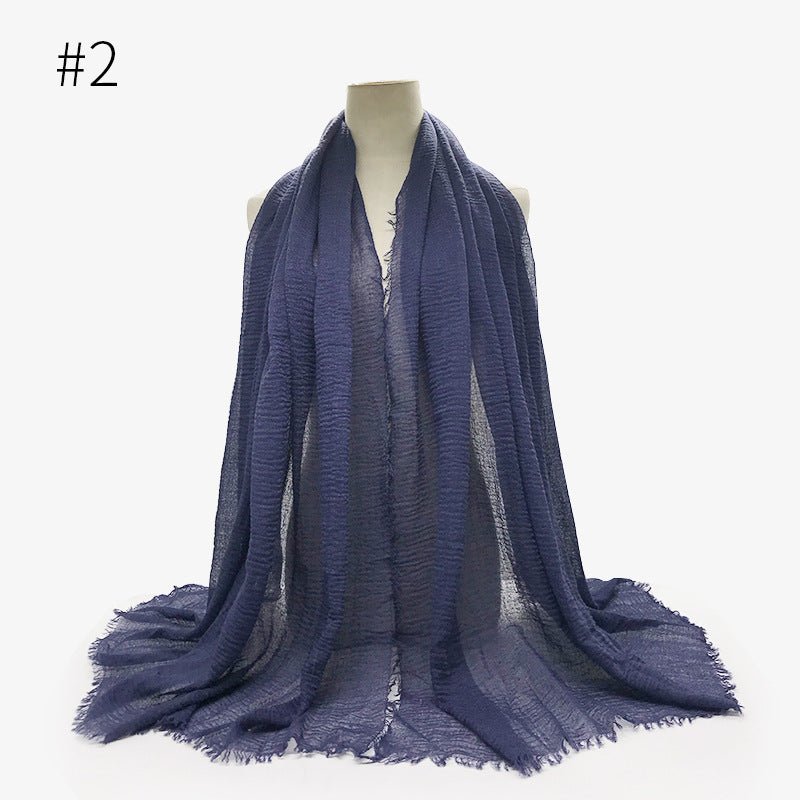Bubble plain Scarf / cotton scarf fringes women soft solid hijab popular muffler shawls big Pashmina wrap hijab - Tech Tready