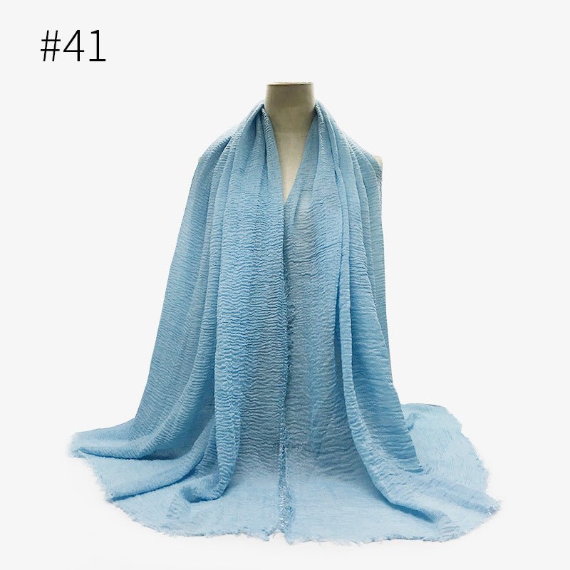 Bubble plain Scarf / cotton scarf fringes women soft solid hijab popular muffler shawls big Pashmina wrap hijab - Tech Tready