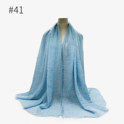 Bubble plain Scarf / cotton scarf fringes women soft solid hijab popular muffler shawls big Pashmina wrap hijab - Tech Tready