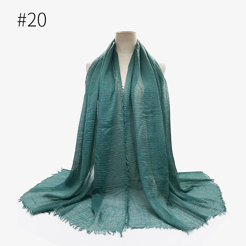 Bubble plain Scarf / cotton scarf fringes women soft solid hijab popular muffler shawls big Pashmina wrap hijab - Tech Tready