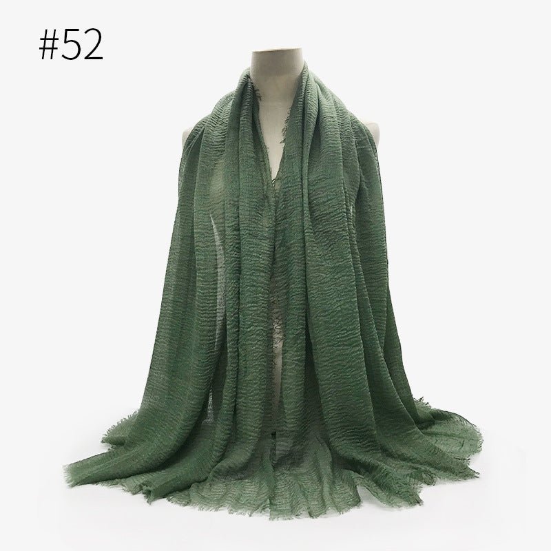 Bubble plain Scarf / cotton scarf fringes women soft solid hijab popular muffler shawls big Pashmina wrap hijab - Tech Tready