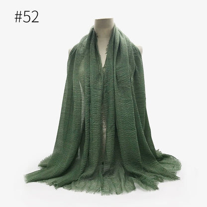 Bubble plain Scarf / cotton scarf fringes women soft solid hijab popular muffler shawls big Pashmina wrap hijab - Tech Tready