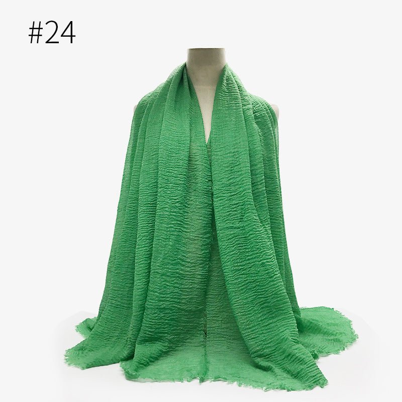 Bubble plain Scarf / cotton scarf fringes women soft solid hijab popular muffler shawls big Pashmina wrap hijab - Tech Tready