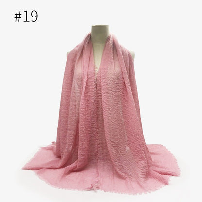 Bubble plain Scarf / cotton scarf fringes women soft solid hijab popular muffler shawls big Pashmina wrap hijab - Tech Tready