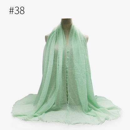 Bubble plain Scarf / cotton scarf fringes women soft solid hijab popular muffler shawls big Pashmina wrap hijab - FashionTech