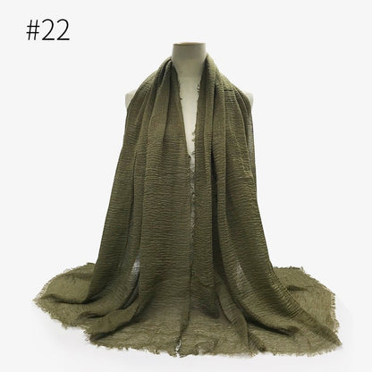 Bubble plain Scarf / cotton scarf fringes women soft solid hijab popular muffler shawls big Pashmina wrap hijab - Tech Tready