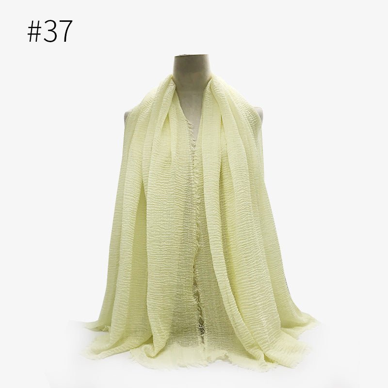 Bubble plain Scarf / cotton scarf fringes women soft solid hijab popular muffler shawls big Pashmina wrap hijab - Tech Tready
