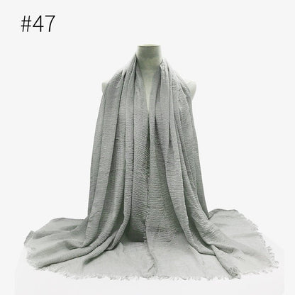Bubble plain Scarf / cotton scarf fringes women soft solid hijab popular muffler shawls big Pashmina wrap hijab - Tech Tready