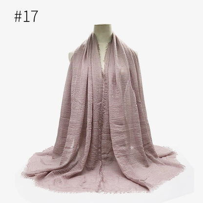 Bubble plain Scarf / cotton scarf fringes women soft solid hijab popular muffler shawls big Pashmina wrap hijab - Tech Tready