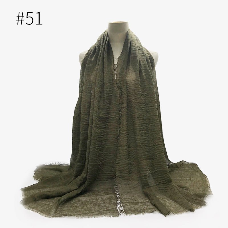 Bubble plain Scarf / cotton scarf fringes women soft solid hijab popular muffler shawls big Pashmina wrap hijab - Tech Tready