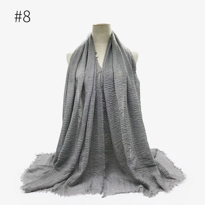 Bubble plain Scarf / cotton scarf fringes women soft solid hijab popular muffler shawls big Pashmina wrap hijab - Tech Tready