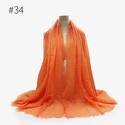 Bubble plain Scarf / cotton scarf fringes women soft solid hijab popular muffler shawls big Pashmina wrap hijab - Tech Tready