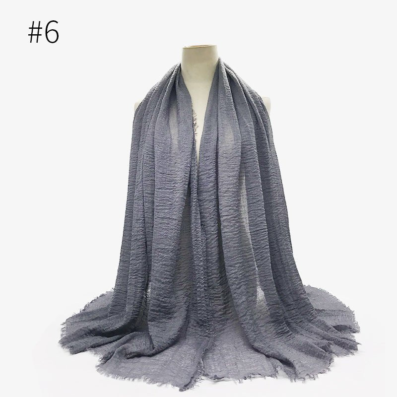 Bubble plain Scarf / cotton scarf fringes women soft solid hijab popular muffler shawls big Pashmina wrap hijab - Tech Tready