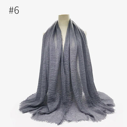 Bubble plain Scarf / cotton scarf fringes women soft solid hijab popular muffler shawls big Pashmina wrap hijab - Tech Tready