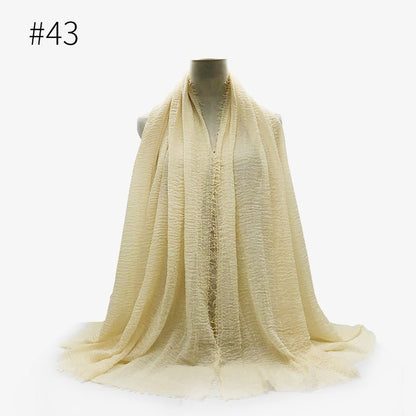 Bubble plain Scarf / cotton scarf fringes women soft solid hijab popular muffler shawls big Pashmina wrap hijab - Tech Tready