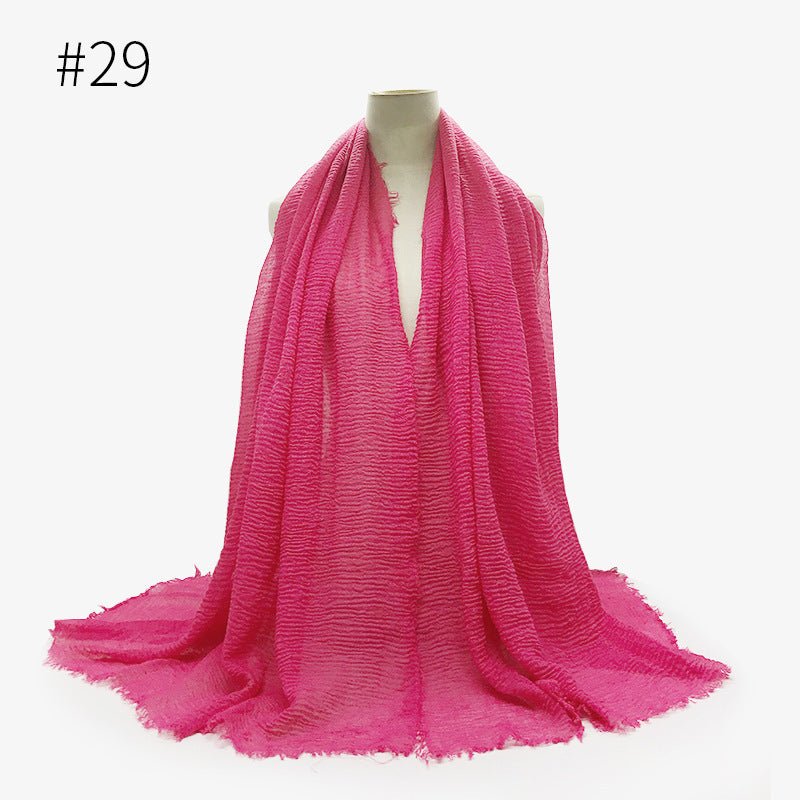 Bubble plain Scarf / cotton scarf fringes women soft solid hijab popular muffler shawls big Pashmina wrap hijab - Tech Tready