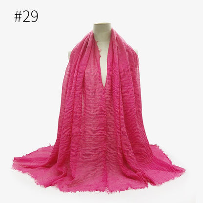 Bubble plain Scarf / cotton scarf fringes women soft solid hijab popular muffler shawls big Pashmina wrap hijab - Tech Tready