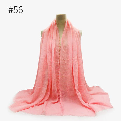 Bubble plain Scarf / cotton scarf fringes women soft solid hijab popular muffler shawls big Pashmina wrap hijab - Tech Tready