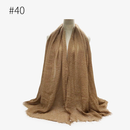 Bubble plain Scarf / cotton scarf fringes women soft solid hijab popular muffler shawls big Pashmina wrap hijab - Tech Tready